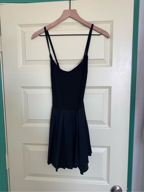 aerie offline Black Spaghetti-Strap Pleated Mini Dress